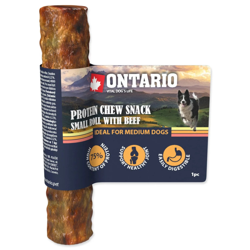 Pochoutka Ontario Protein hovězí, žvýkací rolka malá 12,7 cm, Medium