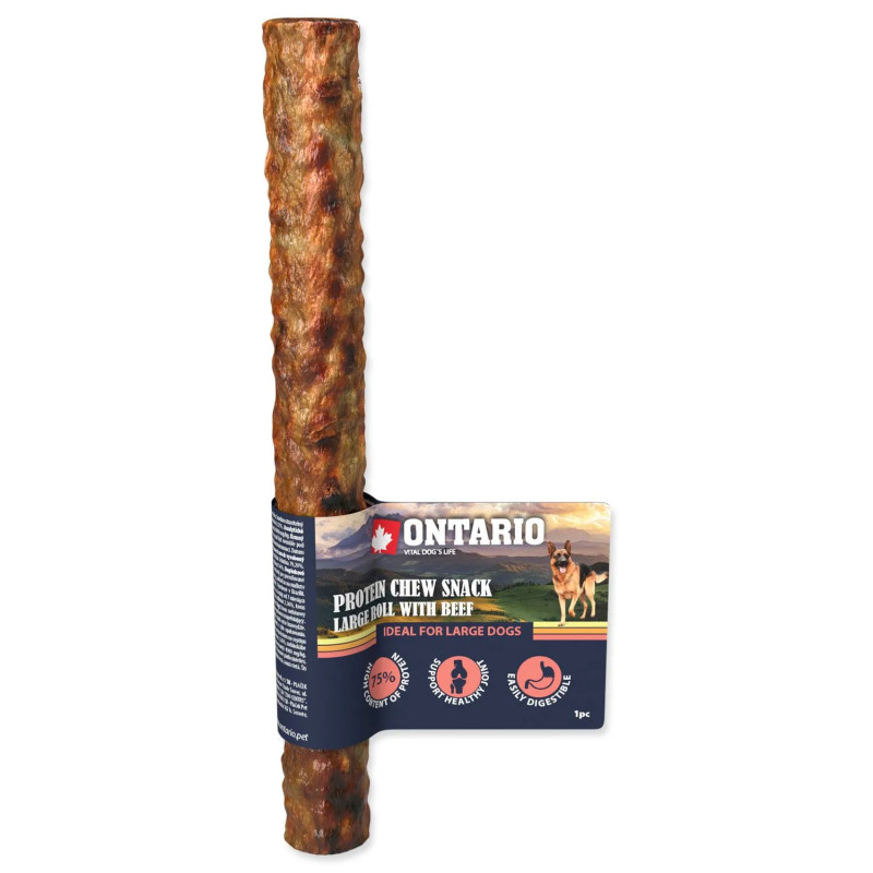 Pochoutka Ontario Protein hovězí, žvýkací rolka velká 25,4 cm, Large