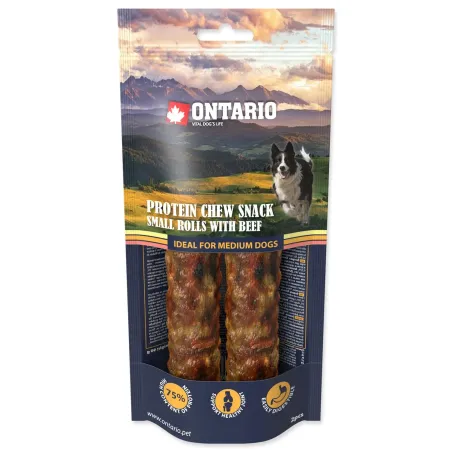 Ontario Protein hovězí žvýkací rolka malá 2 ks 12,7 cm Medium