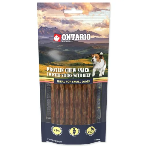 Pochoutka Ontario Protein hovězí, žvýkací kroucená tyčinka 10ks 12,7cm, Small