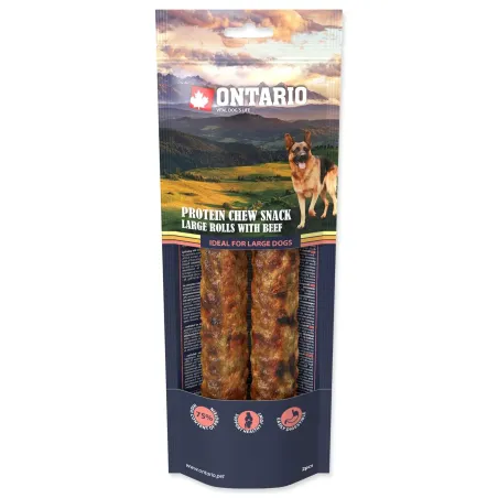 Pochoutka Ontario Protein hovězí, žvýkací rolka velká 2ks 25,4cm, Large