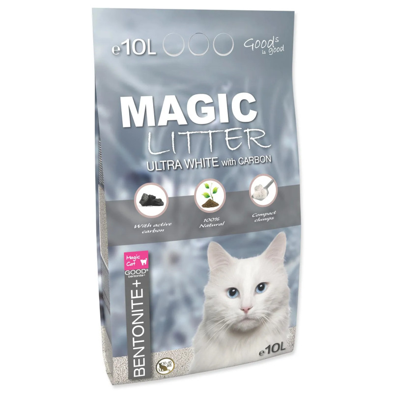 Podestýlka Magic Litter Bentonite Ultra White s uhlíkem 10L/9kg