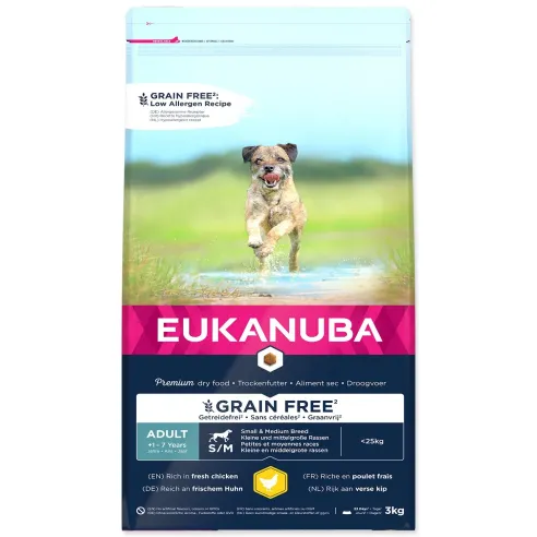 Krmivo EUKANUBA Adult Small & Medium Grain Free Chicken 3kg​