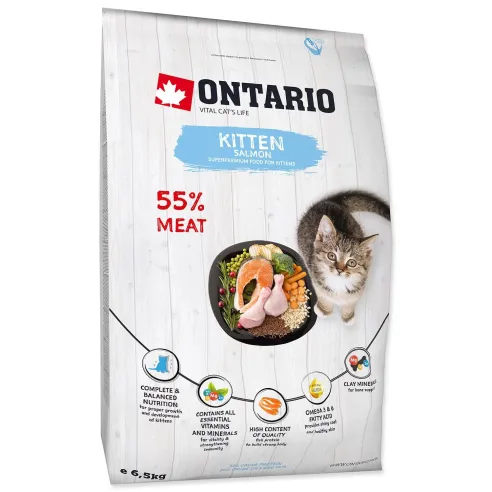 Krmení Ontario Kitten Salmon 6,5 kg