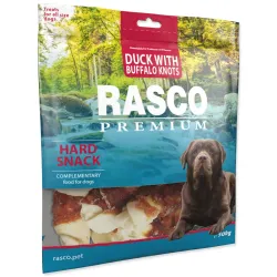 Pochoutka Rasco Premium buvolí kůže s kachním masem, uzly 5cm 500g