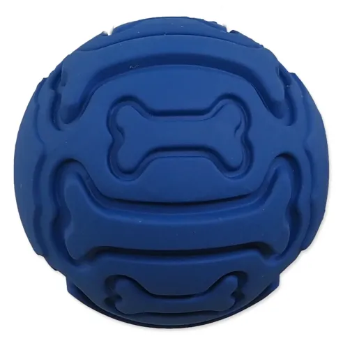 Míček Dog Fantasy gumový, vzor kost, pískací modrý 7,5 cm