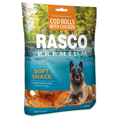 Pochoutka Rasco Premium treska obalená kuřecím masem, rolky 230g