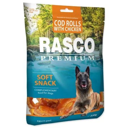 Pochoutka Rasco Premium treska obalená kuřecím masem, rolky 230g