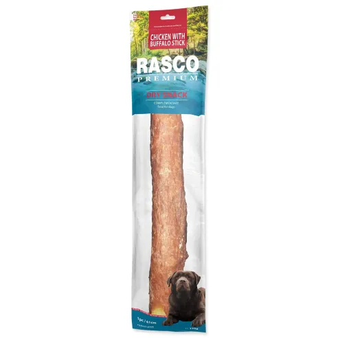 Pochoutka Rasco Premium buvolí kůže obalená kuřecím masem, tyčinky 41cm 170g