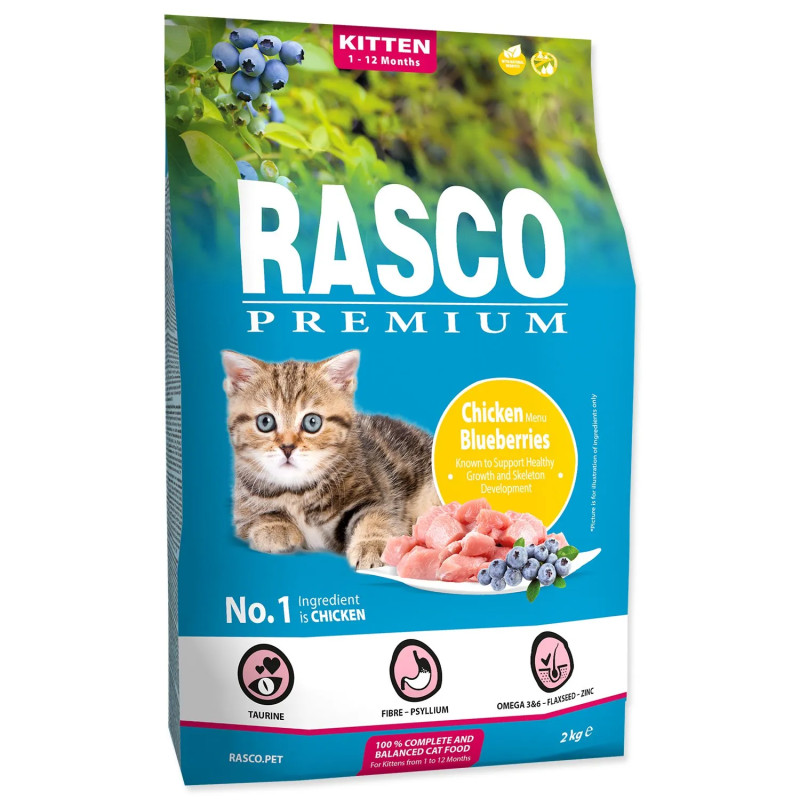 Krmivo Rasco Premium Kitten kuře s borůvkou 2kg