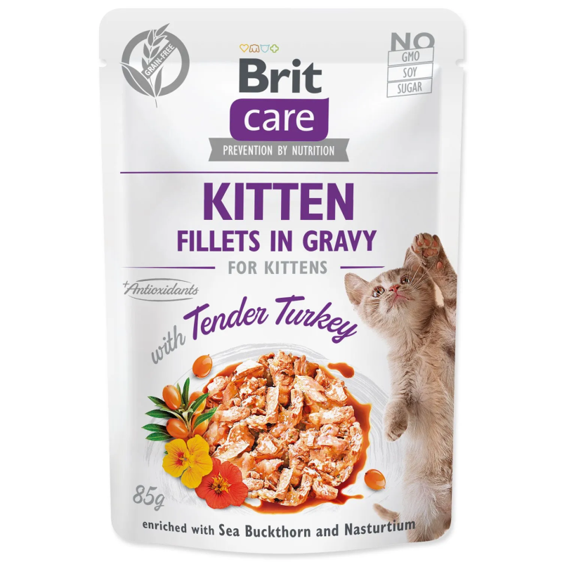 Kapsička Brit Care Cat Kitten krůta, filety v omáčce 85g