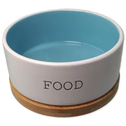 Miska Dog Fantasy keramická FOOD biela/modrá s podtáckou 16x6,5cm, 850ml
