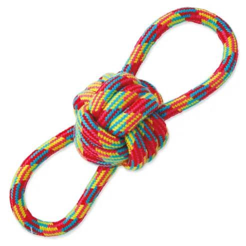 Hračka Dog Fantasy přetahovadlo osmička barevná bavlněná s uzlem 22 cm