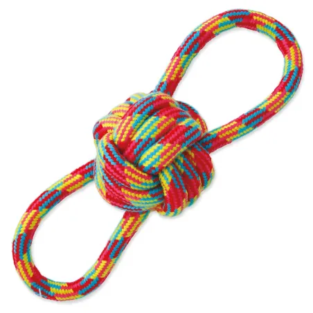 Hračka Dog Fantasy přetahovadlo osmička barevná bavlněná s uzlem 22 cm