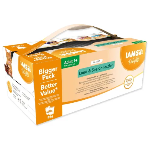 Kapsička IAMS Delights Adult mořské a suchozemské maso v želé multipack 4080g (48x85g)
