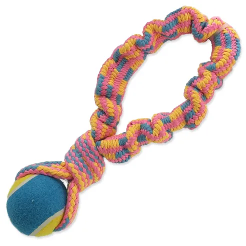 Hračka Dog Fantasy přetahovadlo s tenisákem barevný vzor 2, 28cm
