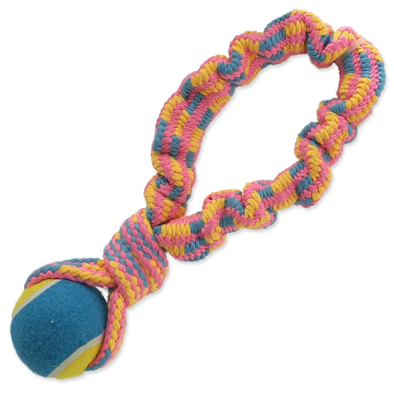 Hračka Dog Fantasy přetahovadlo s tenisákem barevný vzor 2, 28cm