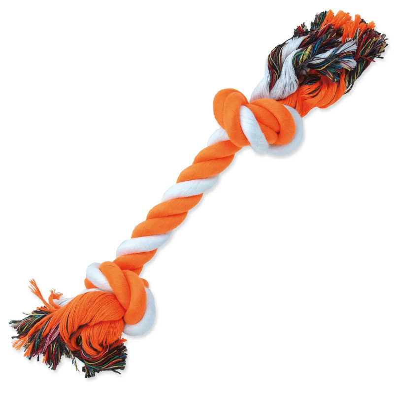 Dog Fantasy Hračka uzel bavlněný barevný 2 uzly 30 cm