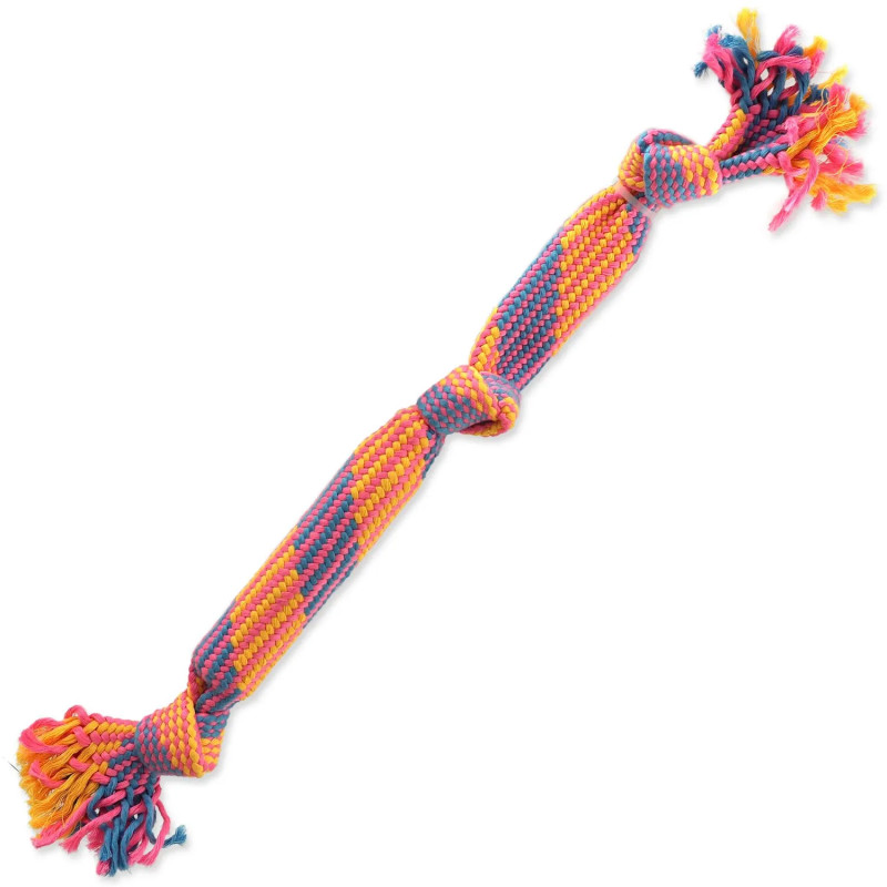 Hračka Dog Fantasy přetahovadlo barevné se zvukem 3 uzly 53 cm
