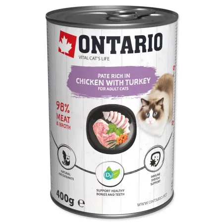 Konzerva Ontario kuře a krůta, paštika 400g