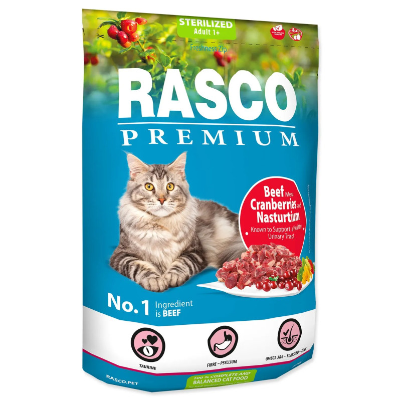 Krmivo Rasco Premium Sterilized hovězí s brusinkou a kapucínkou 0,4 kg