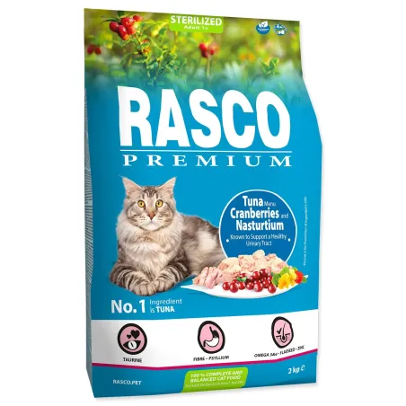 Krmivo Rasco Premium Sterilized tuňák s brusinkami a kapucínkou 2kg