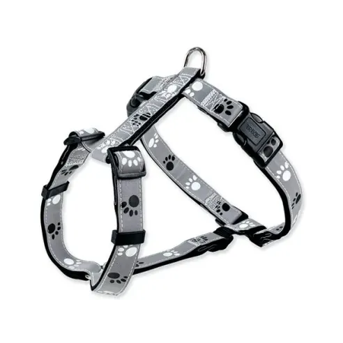 Postroj Trixie reflexní s packami černo-šedý S-M 40-65cmx20mm