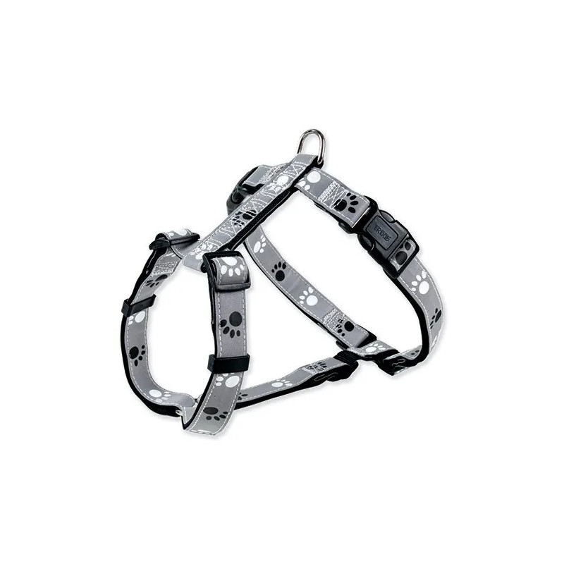 Postroj Trixie reflexní s packami černo-šedý S-M 40-65cmx20mm