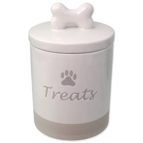 Dóza Dog Fantasy keramická na pamlsky bílá s úchytkou 13,5x21,5cm, 1500ml