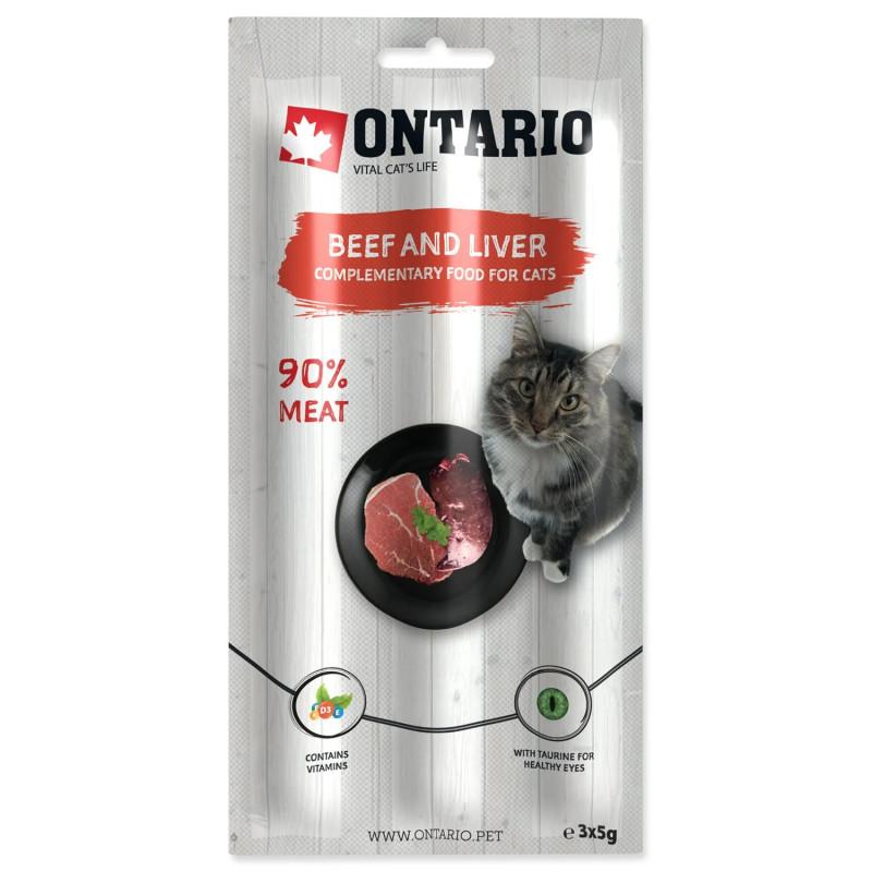 Pochoutka Ontario hovězí a játra, tyčinky 3x5g