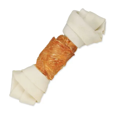 Pamlsek Trixie DentaFun buvolí kůže obalená kuřecím masem, kost 15cm 70g