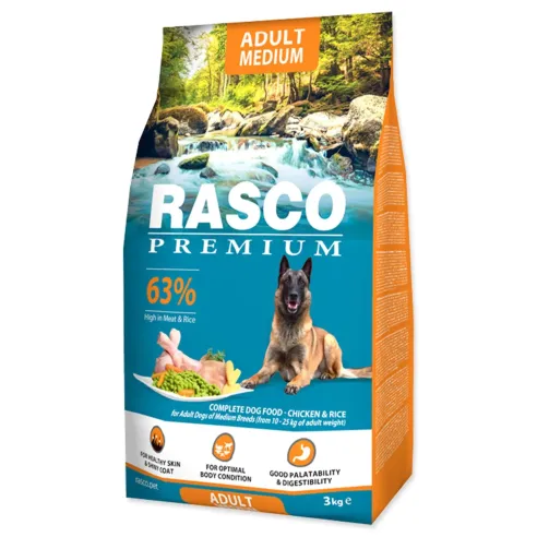 Krmivo Rasco Premium Adult Medium kuře s rýží  3kg
