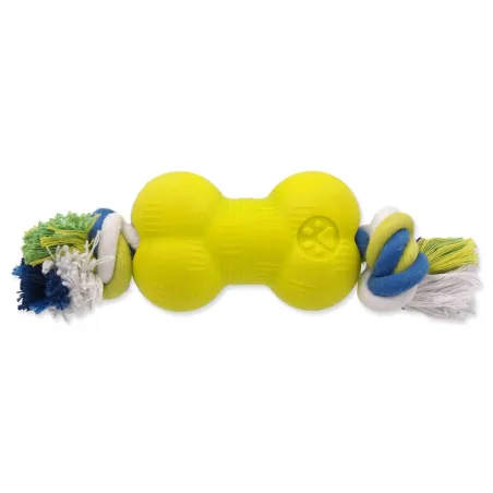 Hračka Dog Fantasy STRONG FOAMED kost gumová s provazem 8,8 cm