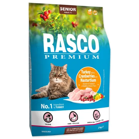Krmivo Rasco Premium Senior krůtí maso s brusinkami a kapucínkou, 2 kg