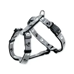 Trixie Reflexný postroj SILVER REFLECT s labkami čierno-šedý S-M 40-65cmx20mm