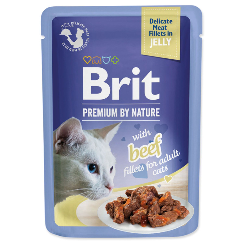Kapsička Brit Premium by Nature hovädzie filety v želé 85g