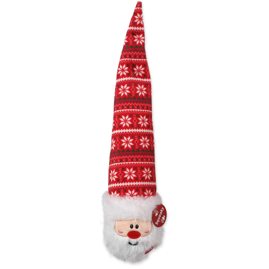 Hračka Dog Fantasy Winter Tale guľa s čapicou červená, pískacia  38cm