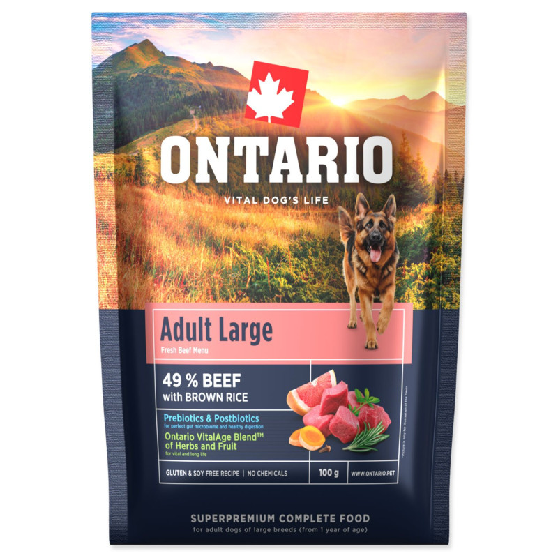 Ontario Adult Large Beef & Brown Rice 0,1 kg