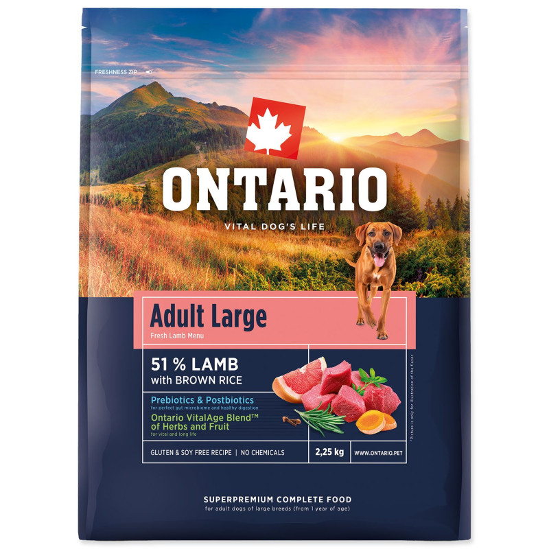 Krmivo Ontario Adult Large Lamb & Brown Rice 2,25 kg