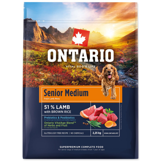 Krmivo Ontario Senior Medium Lamb & Brown Rice 2,25 kg