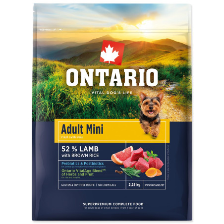 Krmivo Ontario Adult Mini Lamb & Brown Rice 2,25 kg