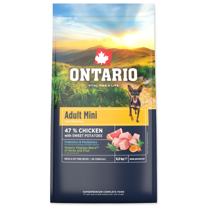 Krmivo Ontario Adult Mini Chicken & Sweet Potatoes 6,5 kg