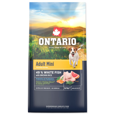 Krmivo Ontario Adult Mini Fish & Brown Rice 6,5 kg