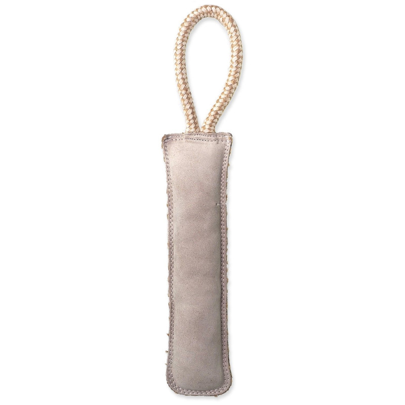Hračka Dog Fantasy Dura-fused obušek pískací, kůže a juta 38cm