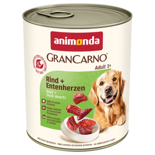 Konzerva Animonda Gran Carno Adult hovězí a kachní srdce 800g