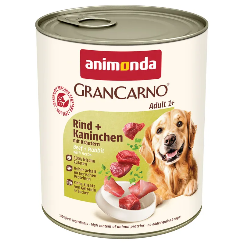 Konzerva Animonda Gran Carno Adult hovězí a králík s bylinkami 800g