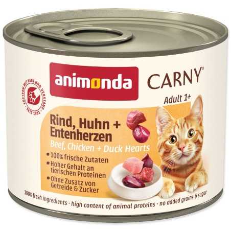 Konzerva Animonda Carny Adult hovězí, kuře a kachní srdce 200g
