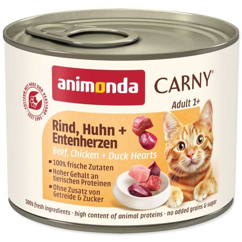 Konzerva Animonda Carny Adult hovězí, kuře a kachní srdce 200g