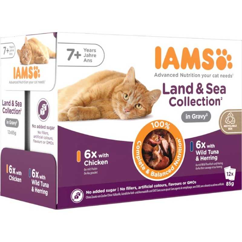 IAMS Advanced Nutrition Senior Land & Sea Collection v omáčce 12 x 85 g