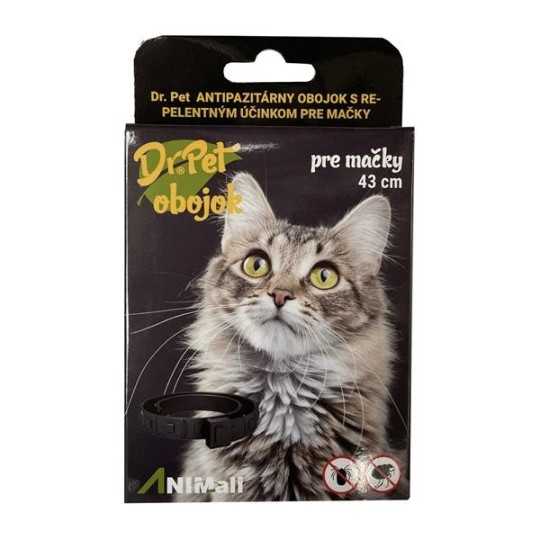 Obojek Dr.Pet pro kočky 43 cm antiparazitní ČERVENÝ s repelentním účinkem (obojek proti klíšťatům a blechám pro kočky)